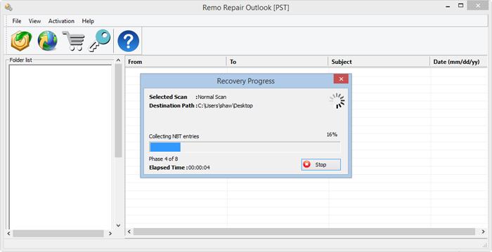 Remo PST Repair - Main Screen