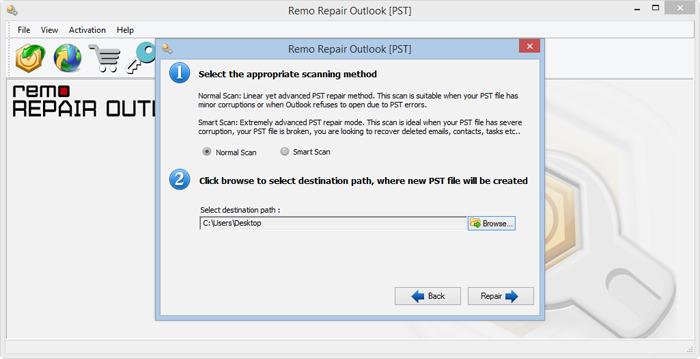 Remo PST Repair - Main Screen