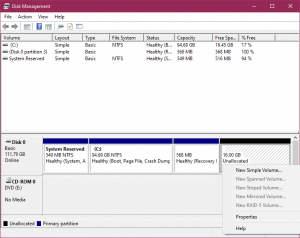 disk management to make use of unallocated hard drive