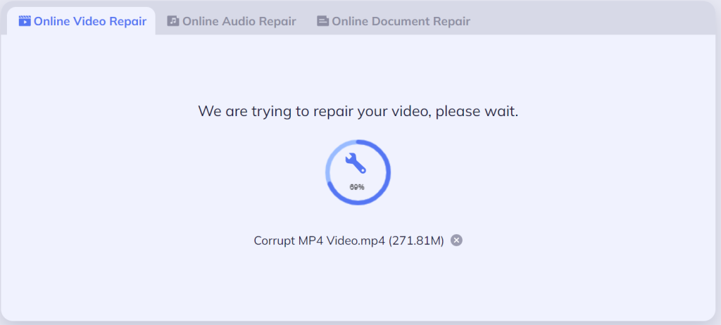 Wait for online video repair process to complete
