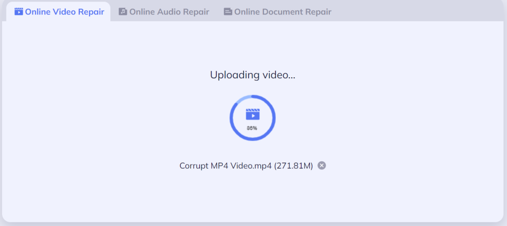 Upload the corrupt MP4 video that you want to fix
