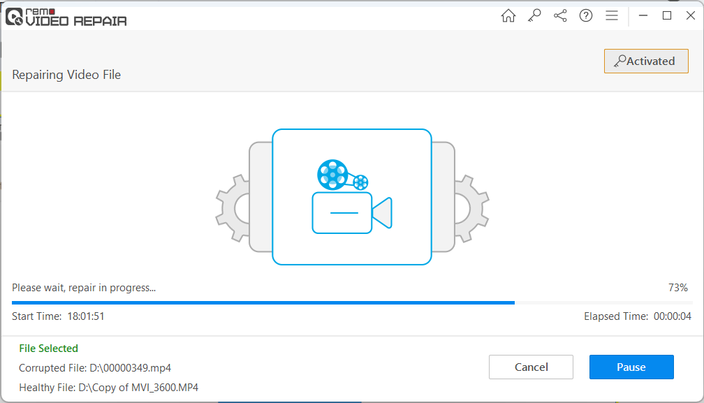 Remo Video Repair fixing damaged MP4 video
