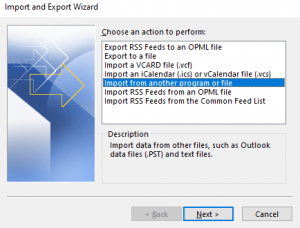 select Import from another program or file