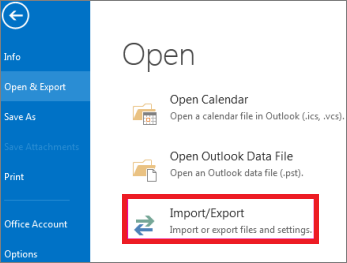click on import/export to backup outlook emails