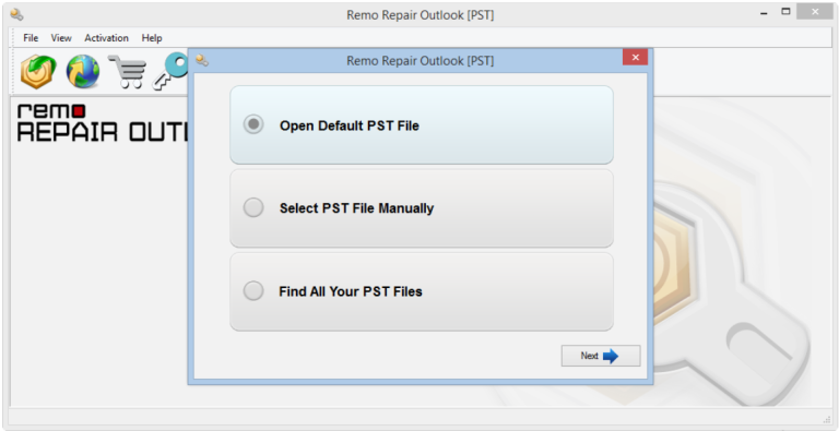 select pst file for repair
