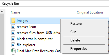 Select the files that you want to get back and click Restore