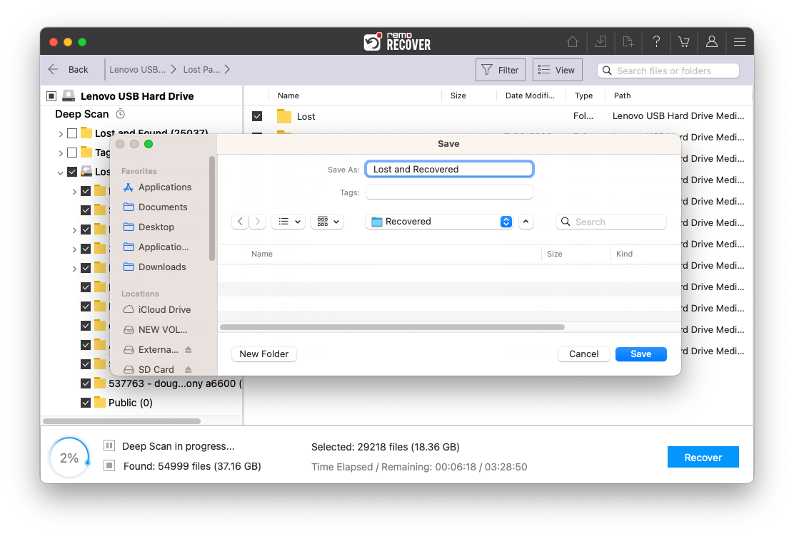 Select the files that you want to recover and save them on any location of your choice